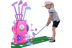 QDRAGON Juego de Golf para Niños, Mini Golf con 4 Palos de Golf, 8 Pelota de Golf, Carro de Golf, Juguetes de Golf Regalo para Infantil Niños, Niñas 3, 4, 5 6 Años