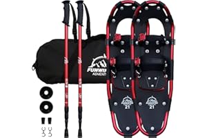 FunWater Raquettes à Neige légères pour Homme et Femme en Aluminium avec Taille réglable bâtons de randonnée, équipement de Montagne, Lot de Raquettes à Neige avec Sac de Transport