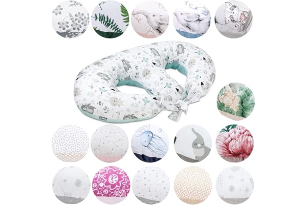 Bellochi Coussin d'allaitement Jumeaux avec Housse Coussin Allaitement - 100% Coton - Oreiller Allaitement Multifonction - Animaland