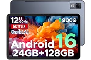 ‎DOOGEE DOOGEE U12 Android 16 Tablet 12 Zoll, 9000mAh, 90Hz Display, Gemini AI, UNISOC T7255 Octa Core Tablet PC, 24GB RAM+128GB ROM (2TB), 13MP+8MP, 7,8mm ultradünn, WiFi 5/Widevine L1/ GPS/Face ID/OTG/FM