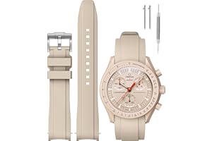 REBANDACE Cinturino per orologio MoonSwatch, cinturino di ricambio curvo in silicone per orologio Omega X Swatch Speedmaster Moonswatch 20 mm, cinturino morbido Swatch Omega per uomo e donna