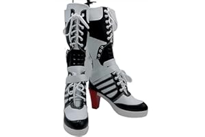 ERIMEI Sparkle Cosplay Stiefel Schuhe for Harley Quinn White