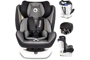 Lionelo Bastiaan Seggiolino Auto Girevole a 360 Gradi Gruppo 0 1 2 3 con Tettuccio, Protezioni Laterali SideProtect, Isofix e Top Tether, Regolatzione completa, Posizione sdraiata, RWF