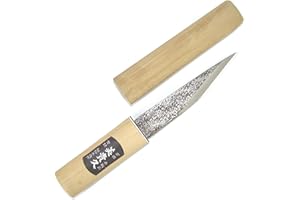 IKEUTI Couteau Artisanal Kiridashi Katana Lame Carbone Menuiserie Ebénisterie Bois- Forgé Main au Japon (Martelée, 135 mm) (2 couleurs de lames)