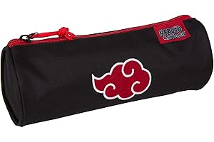 Trousse Gamer Case Naruto Cloud - trousse ronde avec 1 grand compartiment - intérieur doublé - détails brodés - fermeture éclair avec tirette ergonomique - 8 × 22 × 8 cm - Toybags