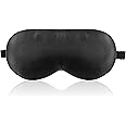 Silk Eye Mask for Sleeping with Adjustable Strap, Natural Satin Mulberry Silk Blackout Sleep Mask for Women, Breathable and Comfy Night Mask for Sleep, Plane Travel Essentials(Black)