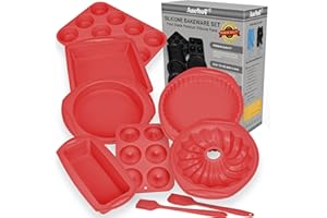 Aschef 14en1 Moule Silicone Patisserie Antiadhésif Moules Gateau Carré Rond Plat a Tarte pour Cake Tartelette Cupcake Pain de Mie Muffin Brioche Donuts Brownie kouglof Savarin Quiche Pizza