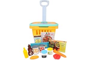 Maisonelle ODS, Carrello della Spesa e Cestino Giocattolo 2 in 1, con Ruote e 13 Accessori Inclusi, 30x23x45 cm, età Consigliata +3 Anni