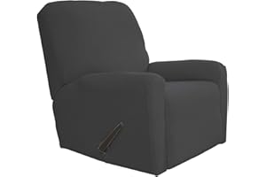 Greatime Recliner Stretch Sofa Slipcover Sofa Cover 4-Pieces Furniture Protector Couch Soft with Elastic Bottom Kids, Spandex Jacquard Fabric Small Checks(Recliner,Dark Gray)