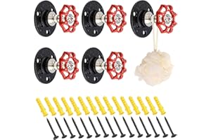 BTSKY 5 ganci vintage industriali in ferro per cappotti e cappelli, ganci da parete con manico rosso, appendiabiti per accappatoi, asciugamani, borse e ombrelli