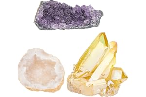 SUPERFINDINGS 3 Style Angel Aura Quartz Geode Progetto Viola Grandi Ametista Cluster Cristallo di Rocca Naturale Cluster Geode Citrino Nuggets Pietra per La Decorazione Domestica