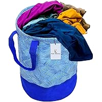 Kuber Industries Laheriya Printed Waterproof Canvas Laundry Bag, Toy Storage, Laundry Basket Organizer 45 L (Blue…