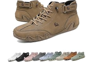 OVERHIL1S Botas Altas Velcro Cuero Hechas Mano Italianas, Zapatos Beck Para Exteriores Impermeables Ligeros Antideslizantes CóModos Unisex Para Senderismo Camping y ConduccióN Botas Chukka Parte Superior Alta