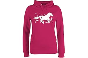 Shirtracer - Pullover Damen Hoodie Frauen - Pferd mit Herzen - Pferde Horse Reiter Reiterin Pferdeliebhaber Geschenk Pferdemädchen