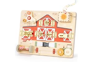 Joyreal Montessori Busy Board – bondgård tema motorikbräda aktivitetstavla Motorikbräda Montessori leksak bräda träleksak mot