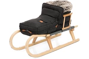 Fillikid Schlittensack Exklusiv | Warmer Fußsack für Holzschlitten mit Lehne | Winddicht & wasserabweisend | Kuscheliger Kragen in Felloptik | 100% Polyester | 70 x 60 cm | Perfekt für Winterausflüge