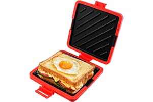 JEJUWE Microwave Toastie Sandwich Maker, Silicone Microwaveable Cookware Wireless Toastie Maker, Heatwave Technology Sandwich Toaster, Nonstick Plate Sandwich Maker for Cooking Crispy Sandwiches (Red)