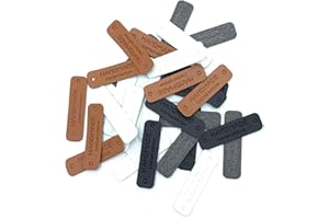 Wzong 30 STK PU Leder handgefertigt Tag-Label Kleidung handgemachtes Etikett mit Löcher Geprägtes Etikett Verschönerung Stricken DIY zum Schmuckherstellung, Jeans Taschen Schuhe Mütze, 3 Farbe