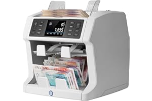 Safescan 2985-SX Money Counting Machine - Counts and Sorts Banknotes - Cash Counting Machine with 7-Point Counterfeit Money Detector - Money Counter Machine - Suitable for the New King Charles Notes