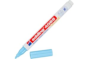 edding 4085 Pennarello a Gesso - Blu pastello - Punta tonda 1-2 mm - Penna a gesso per lavagna cancellabile - per scrivere su finestre, vetro, specchi - inchiostro opaco altamente coprente