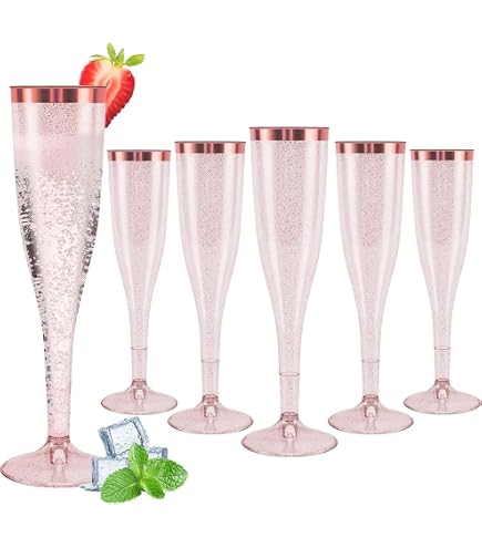 Champagnergläser Aus Kunststoff, Abnehmbar – 100 Stück, Rosa, 156 Ml, Unzerbrechlich, Für Hochzeit, Party & Events