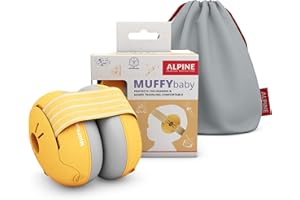 Alpine Muffy Baby nauszniki przeciwhałasowe, ochrona słuchu dla niemowląt i małych dzieci w wieku od 12 do 36 miesięcy, ochrona przed hałasem, zapobiega uszkodzeniu słuchu, poprawia jakość snu w podróży, wygodne dopasowanie