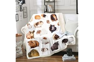 HOMEWISH Coperta in pile per bambini e ragazzi, motivo: porcellini d'india, 150x200 cm, con animali domestici, per bambini, ragazzi, ragazze, camera da letto, bella coperta a forma di porcellino d'India.