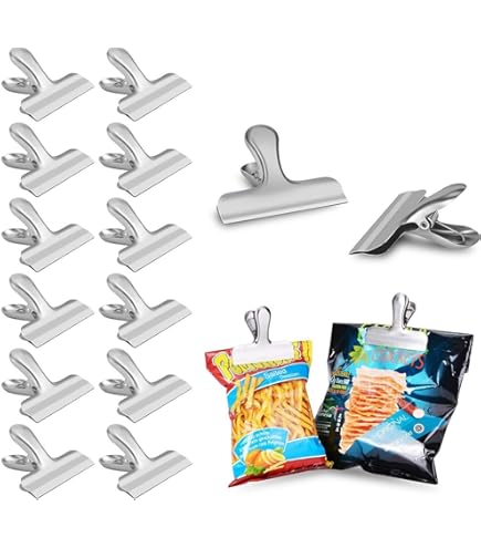 Pinces à Sacs En Acier Inoxydable, Lot De 10 Durable Clips Grips De Fermeture Alimentaire, Papier D'étanchéité Outil Pour Le Rangement à Cuisine, Bureau, Café Pain Sacs