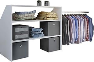 VCM Wood Open Wardrobe Walk-in Clothes Rack Sloping Shelf Dacho l Wood Open Wardrobe Walk-in Clothes Rack Sloping Shelf Dacho l White