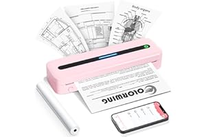 COLORWING Imprimante Portable - Imprimante Thermique M832, 300 DPI Imprimante Bluetooth Petite et Compacte pour iPhone et Android, Imprimante Sans Encre, Prise en Charge de L'impression à Plusieurs Tailles