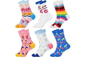 ASYBHYY Calcetines Divertidos Estampados Hombre, Calcetines Algodón Fantasia Mujer Media Colores Hecho Graciosos de Pareja Unisex - Pack 6 Pares