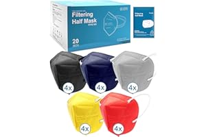 ‎TAYOGO Tayogo FFP2 Maske 20 Stück Atemschutzmaske Staubschutzmasken hygienisch einzelverpackt zertifiziert CE Mundschutzmaske EU2016/425 Respirator Mask Masken 5-Lagen