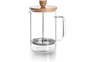 LACOR - 62161 - Caffettiera Francese in Legno, Caffettiera Francese, Filtro in Acciaio Inox, 8 Tazze, Acciaio Inox e Legno di Bambù, 1L