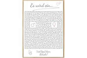 CL&MH Rätsel zur Geschlechtsoffenbarung,Mädchen oder Junge,Geschlecht des Babys,Labyrinth - Partyspiel zur Geschlechtsoffenbarung - Ideen zur Geschlechtsoffenbarung - Bekanntgabe des Geschlechts (Junge)