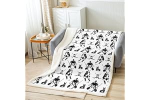 Loussiesd Eishockey Wohndecke Kinder Eishockey Spieler Eishockey Puck Kuscheldecke für Jungen Jugendliche Wintersport Event Decke 75x100cm Atmungsaktiv Schwarz Weiß Raumdeko Flanell Fleecedecke