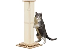 PawHut Cat Scratching Post, 87cm Cat Scratcher with Sisal Scratching Post, Track Ball Toy, Hanging Ball, 3 in 1 Scratcher Post for Indoor Kittens