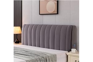 XCPHGFM BedHeadboard Covers Cotton Filling Short Plush Upholstered Stretch Bed Head Cover Slipcover Double Single Queen King Head Board Protector,Dark Gray,180x60cm