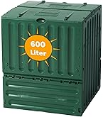 JUWEL Compostbak Bio 600 voor het hele jaar (netto-inhoud 600 l, voor tuin- en keukenafval, tuincompostbak met vulklep met windbeveiliging, uv-/ weerbestendig, container gerecycled kunststof) 20153