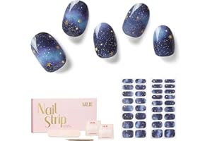 ‎NAILOG NAILOG Nagelfolie uv härtend,34 Stück Nagelsticker selbstklebend in Salonqualität, lang anhaltende Soft Gel Finish Nagelfolien Nails Starter Set für Frauen, Sternenhafte Nacht