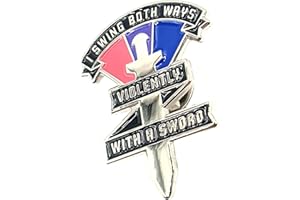 SNS COMPONENTS I Swing Both Ways Violently With A Sword Bi Pride LGBT Metalowa emaliowana przypinka, Metal