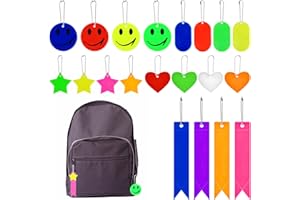 Lot de 20 réflecteurs de sécurité pour enfants - Réflecteur de sécurité - Pendentif réfléchissant pour enfants - Pour cartable - Sac à dos - Cyclisme Randonnée - Course (Cinq styles)