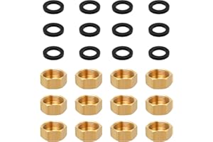 Neikafan Brass Blanking Caps 1/2 12 Pcs Radiator Valve Caps Compression 15mm Blanking Stop Ends Cap Female with 12 Pcs Sealing Washers for Pipework and DIY Maintenance Blank Caps Plumbing