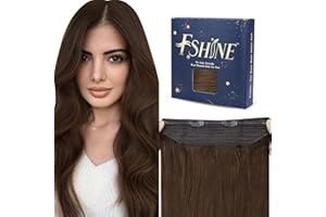 Fshine Cabello Natural Hilo Invisible Extension 14 Pulgadas/35cm 70g Hilo Extensions Marrón Natural Human Hair #4 Extensiones Invisible Hilo Pelo de Humano Extensiones Lacio Cabello #4