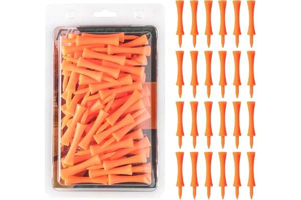 FINGER TEN Tees de Golf Plastique étape Down Valeur Paquet de 100, Tee de Golf incassable Durable Professionnels Orange Rose Jaune Blanc Bleu Tous 5 Taille pour Les Sports