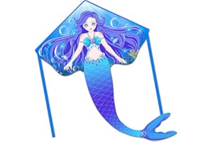 HONBO Cometa de sirena grande para niños y adultos, cometa Delta fácil de volar, cometa principiante para niñas y niños, cometa Pegasus para principiantes, cometa de pulpo