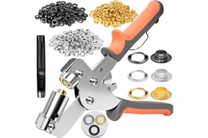 SBGGRL Verktygssats för genomföring, 3/8 tum kraftiga öljetter tång med 300 st 10 mm metallgenomföringsset (guld, svart, silv