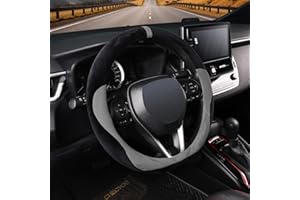 ‎COFIT COFIT Plüsch Lenkradbezug Winter, Universal Lenkrad Bezug Fell, Lenkradhülle Wwarm Weich, Lenkradschutz Auto für 37-38 cm, Autozubehör Schwarz und Grau