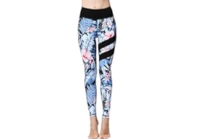 FLYILY Donna Sportivi Leggins con Motivi Anticellulite Allenamento Alta Vita Pantaloni da Yoga