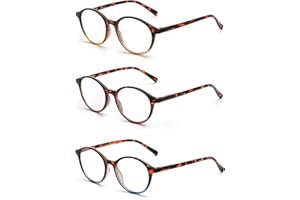 JM 3 Pack Vintage Lunettes de Lecture Ronde Lunette de Vue Charnière à Ressort Pour Lecteur Hommes Femmes