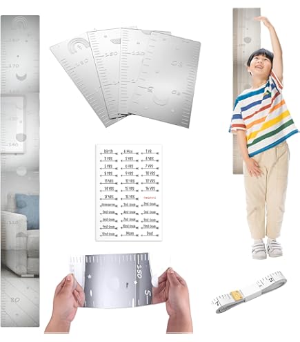 Specchio Misurabambino Per Parete - Grafico Crescita Puzzle 120cm Con Metro A Nastro - Foto 10
